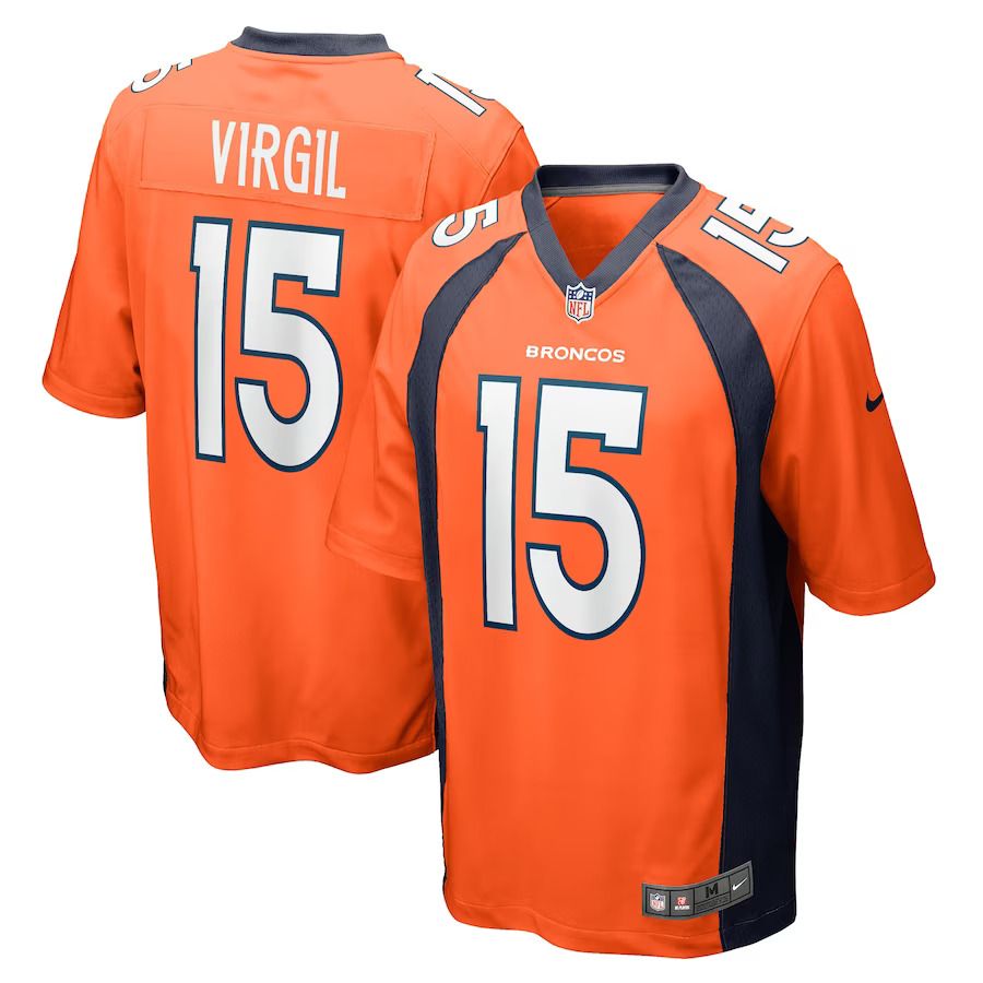 Men Denver Broncos #15 Jalen Virgil Nike Orange Game Player NFL Jersey->denver broncos->NFL Jersey